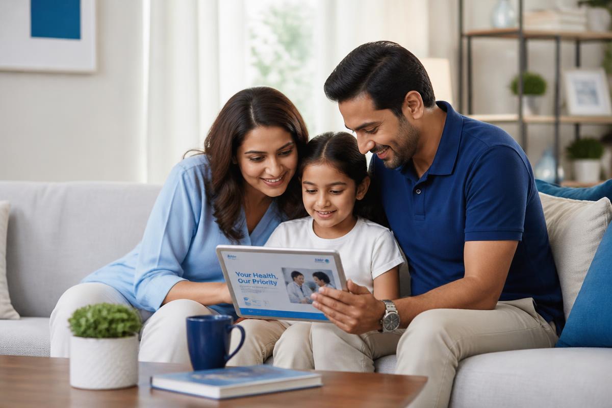 An Indian family at home talking with a doctor on a video call